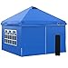 Produktbild Outsunny Pavillon 3x3m Faltpavillon 4 Seitenwände mit Fenster Tür Festzelt Gartenzelt Pop-Up-Pavillon inkl. Heringe Abspannseile Tragetasche Metall Oxford Blau