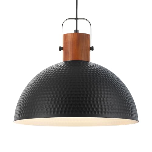 ELYONA 16 Inch Ash Wood Hammered Pendant Light Fixtures,