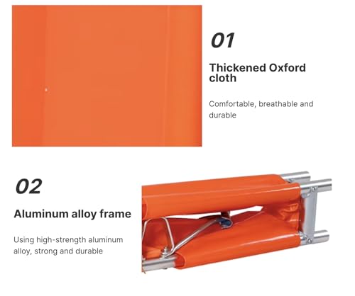 Image of Foldable Stretcher Mported Stretcher For Patient Shifting Portable Stretcher For Emergency Hospital Use Waterproof Stretcher With Safety Belt Transport Stretcher With Bag (Aluminium), Orange