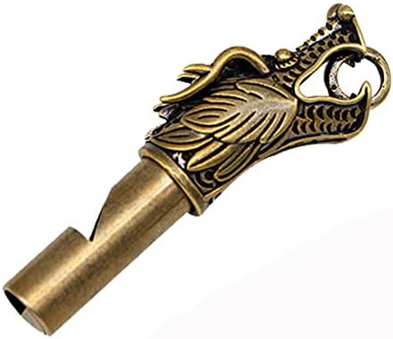 Ynxee 1Pc Antique Brass Dragon Head Whistles Camping Hiking Pet Training Signal Whistles Portable Keychain