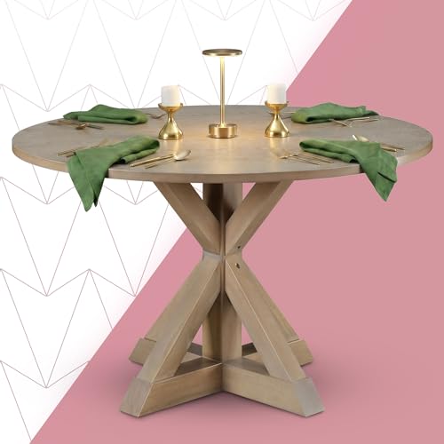 Click365 Alfred Solid Wood Round Dining Table for 4, Farmhouse