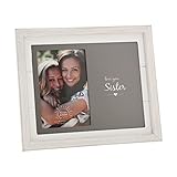 Pavilion Gift Company - Love You Sister MDF Photo Frame, Holds 4” x 6” Photo, Distressed Picture Frame, Textured Wood Grain Finish, 1 Count, 10 x 8.5-inches Overall
