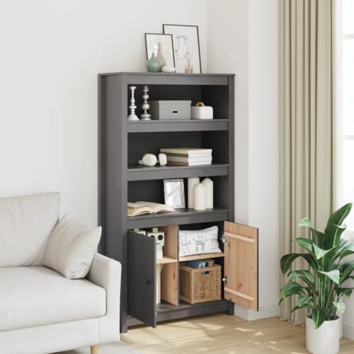 Mueble highboard de madera maciza de pino en color gris rústico duradero 4
