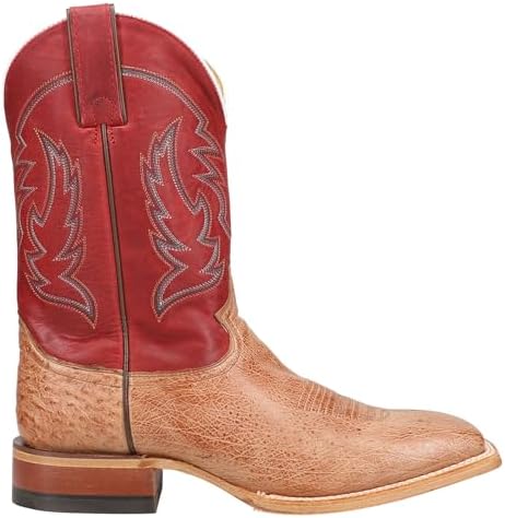 Justin Boots Men's McLane Tan Smooth Ostrich Vamp 11 Red Cowhide Top Brown 10 D | Image 2