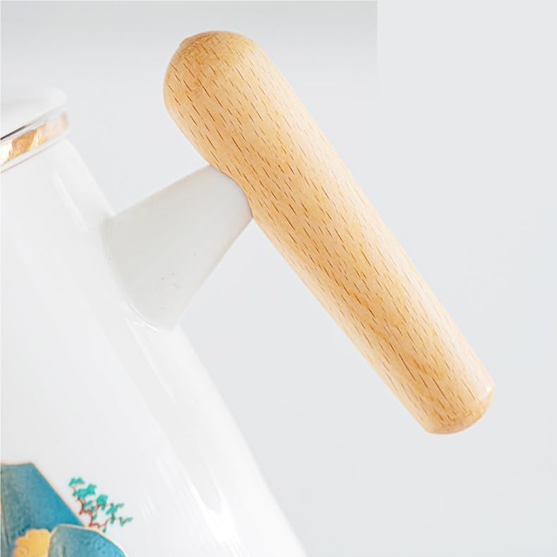 Tasse à thé Tasse à infusion en céramique avec couvercle, tasse à séparation d'eau et de thé, tasse filtrante avec poignée en bois, tasses de bureau Récipient de trempage(A)