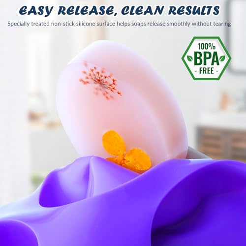 Image of HKNMTT Oval Suqare Soap Mold 6-Cavity Silicone Molds for Handmade Craft