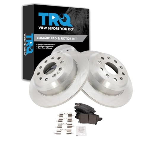 Image of TRQ Rear Brake Pad and Rotor Set Ceramic 328mm Rotors Compatible with 2021 Jeep Wrangler