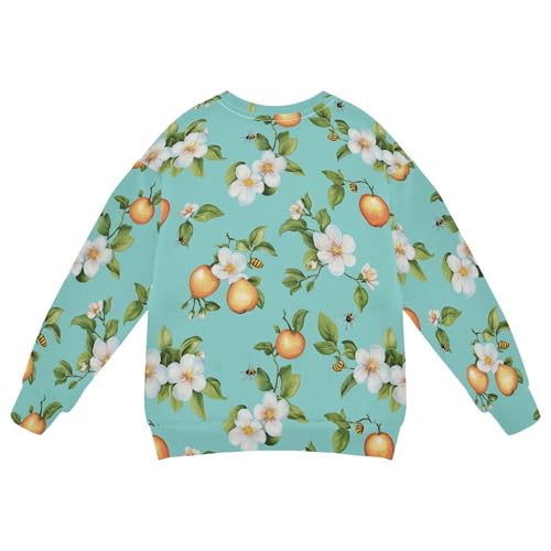 JUNZAN Sweet Flowers Fruit Turquoise Big Boys Hoodie Sweatshirt Fleece Hoodie for Boys Camping 4T2
