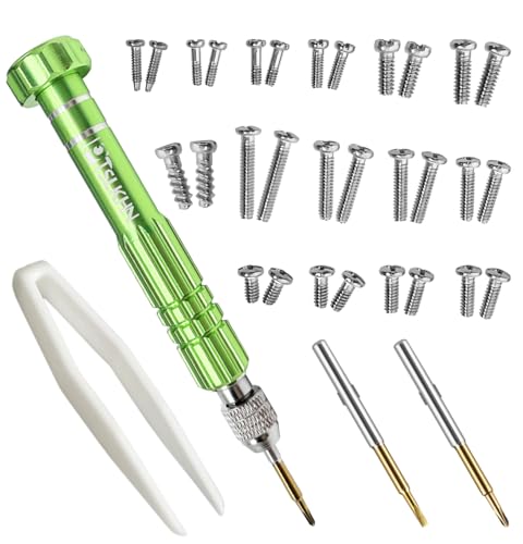 Image of PTSLKHN Eye Glass Repairing Kit, S2 Steel Screwdriver with 15 Types of Screws, Precision Eyeglass Repair Tool Set (Green2in1-screws)