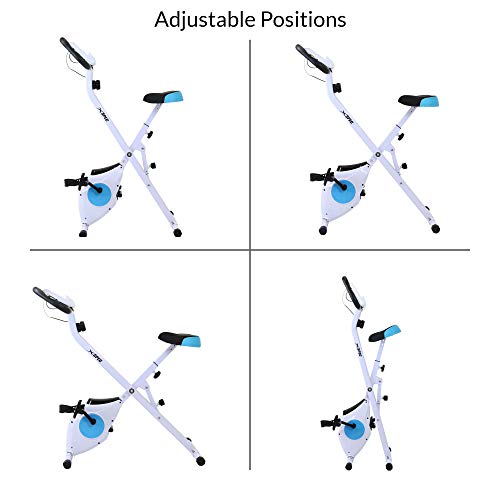 Xspec Foldable Stationary Upright Exercise Folding Workout Indoor Cycling Bike, Blue - Thumbnail 5