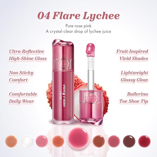 Image of rom&nd JUICY FLASH LIP OIL 04 FLARE LYCHEE​