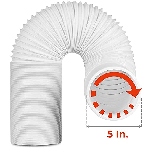 Image of TURBRO Portable Air Conditioner Universal Exhaust Hose - 5 Inch Diameter, 78 Inch Length, Clockwise Thread, White (707-90-012) | for Portable AC Units, Clockwise Thread, Sturdy, No-odor PP Construction