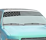 American Flag Windshield Banner Graphic - 12' High x 64' Wide - 100% Vinyl with Air Release Adhesive - Universal Fit - Easy Installation