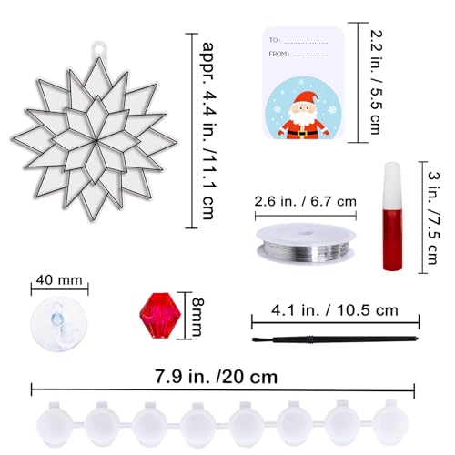 Winlyn 24 Sets Christmas Snowflake Suncatchers Ornaments Decorations DIY Window Paint Art Suncatchers Winter Crafts Painting Kits for Kids Classroom Activities Art Project Party Favors by Winlyn - Image 6
