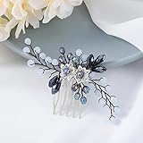 Easedaily Bride Wedding Hair Comb Black Rhinestone Bridal Hair Piece Flower Hair Accessories for Women and Bridesmaid
