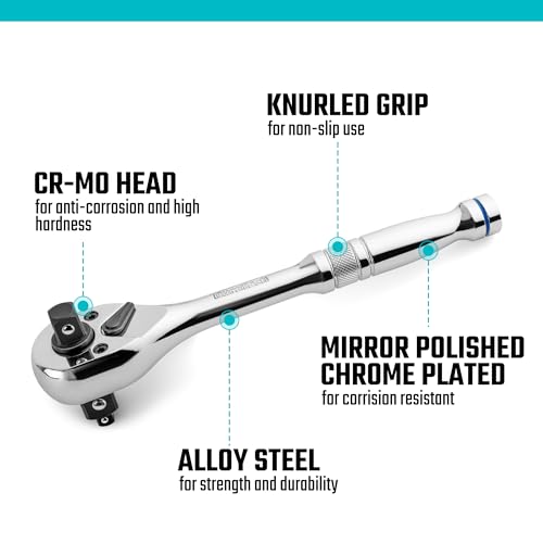 DURATECH 3-in-1 Ratchet Handle, 1/4", 3/8", 1/2" Drive Reversible Ratchet Wrench, Alloy Steel, 72-Tooth Socket Wrench for Auto Car Repair 3 DURATECH 3-in-1 Ratchet Handle, 1/4", 3/8", 1/2" Drive Reversible Ratchet Wrench, Alloy Steel, 72-Tooth Socket Wrench for Auto Car Repair - Image 3