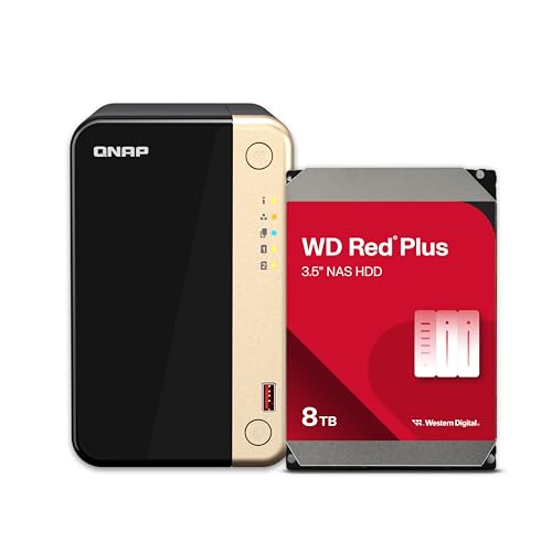 Image of QNAP TS-264-8G-28WD-US 2 Bay High-Performance Desktop NAS with 8TB Storage Capacity, Preconfigured RAID1 WD Red Plus HDD Bundle