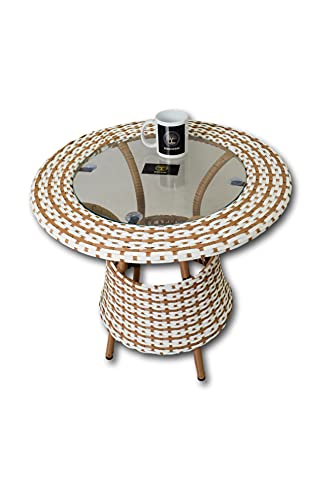Image of Brookwood - Outdoor Patio Furniture 1 Table Without Glass - Checks Beige White