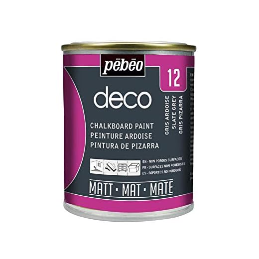 Pébéo - Deco Ardoise 250 ML Gris Ardoise - Peinture Pébéo Ardoise - Peinture Acrylique Ardoise Pour Écrire Sur Les Murs - Peinture Ardoise Craie Liquide - 250 ml - Gris