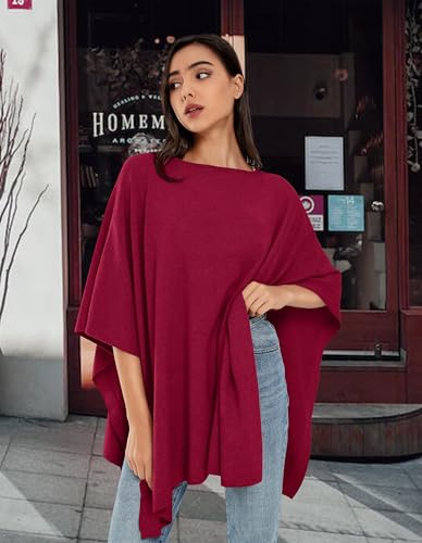 Image of PULI Women's Pullover Poncho Sweater Oversized Loose Fit Soft Shawl Layering Tops for Office Travel Daily Wear,Fall Winter