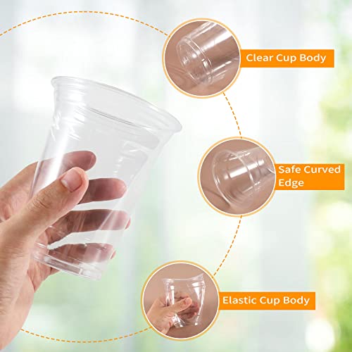 Wuhuixoz 300 Pack Clear Plastic Cups | 12 Oz Plastic Cups | Disposable Cups | Pet Clear Cups | Plastic Water Cups | Plastic Beer Glass | Clear Plastic Party Cups #TOP3