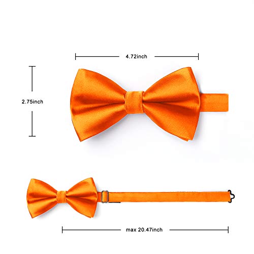 Image of HISDERN Bow Ties for Men Solid Color Pre-Tie Bow Tie and Pocket Square Set Classic Formal Tuxedo Bowties for Wedding Party