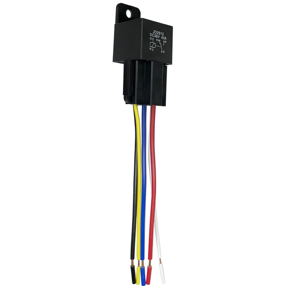 36V 4Pin 40A Universal Car Vehicle Motor Fuse Relay Switch Power with Harness, Normally Open & Closed Relay JD-2912