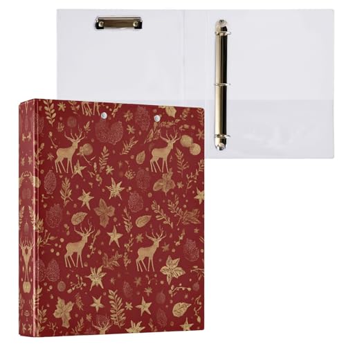 リングファイル ルーズリーフ バインダー a4 クリスマス 新年 お正月 Dリング 3穴 200枚収納 クリップ&収納ポケット付き 書類整理 事務用品