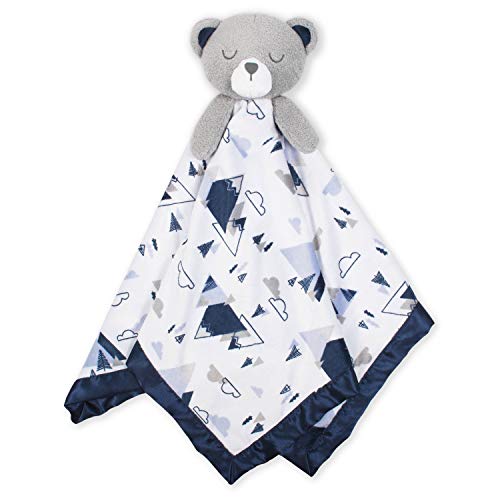 Image of Just Born Boys and Girls Newborn Infant Baby Toddler Nursery Cuddleplush Toy Animal Security Blanket, Navy Bear, One Size 25"x25" (Pack of 1)