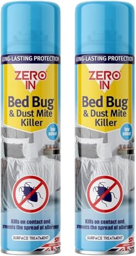 Bed Bug & Dust Mite Killer Aerosol 300ml – Pack of 2 | Fast-Acting Spray for Mattresses, Bedding & Carpets | Kills Bed Bugs, Dust Mites & Allergens