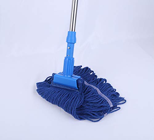 Image of Cotton Yarn Mop Set Commercial-Grade Heavy Duty String Mop 24 oz Head with Stainless Steel Extension Handle(Blue)