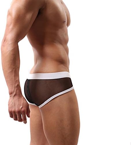 HP95(TM Men's Bikini Underwear, Low Waist Breathable Sexy Transparent Bulge Comfy Underpants (M, B)