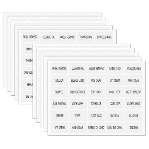 300 PCS Waterproof Travel Size Bottle Labels - Clear Bathroom Beauty Organization Labels for Lotion, Cream, Body Wash, Shampoo