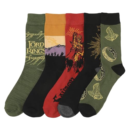 Bioworld Lord Of The Rings Characters Adult 5-Pair Casual Crew Socks-OSFA