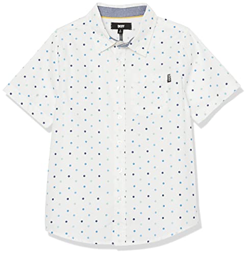 Dkny Boys Classic Long Sleeve Woven Button Down Shirt, Light White #TOP9