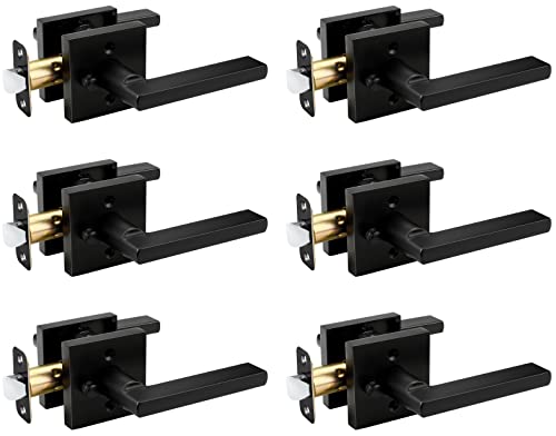 Goldenwarm Matte Black Interior Door Dandles, Black Door Handle Interior, Black Privacy Lever Door Handle, Heavy Duty Interior Door Levers, Contemporary Black Bathroom Door Handles(6 Pack) #TOP6