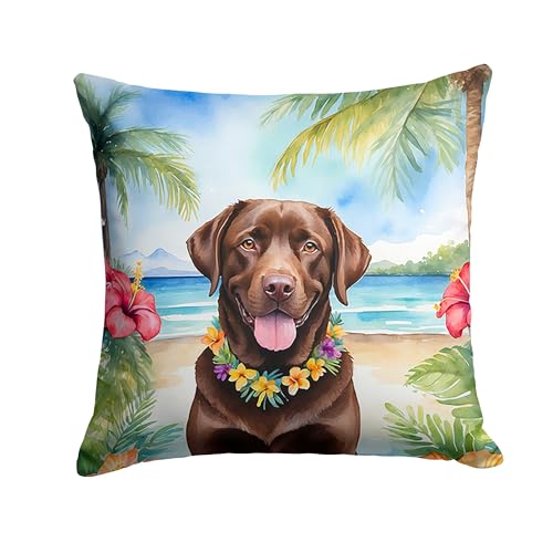 Caroline's Treasures Luau Party Decorative Throw Pillow, 14Hx14W, Labrador Retriever 6466