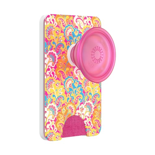 Image of PopSockets Phone Wallet for MagSafe, Phone Card Holder with Grip, Rainbow - Paisley Gaudy