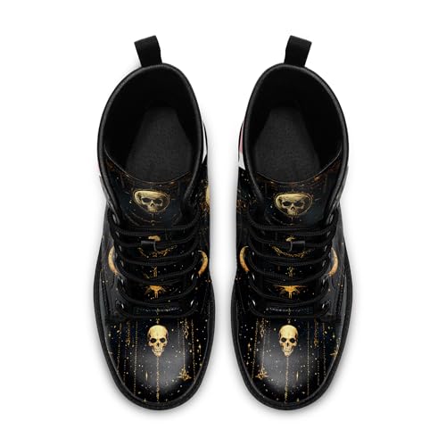 Gothic Combat Boots for Women & Men – Punk Rock Lace-Up Chuncky Heel Ankle Boots Vegan Leather Waterproof Black work boots3