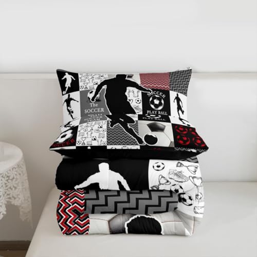Image of Feelyou Soccer Comforter Set Twin Size 2 Pcs Kids Boys Girls