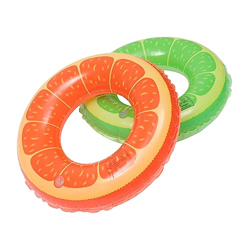Hohopeti 2pcs Inflatable Swim Ring with Orange Pattern Summer Beach for Swimming Pool Fun Lightweight and Portable Float Water Ring for Adults Random Color