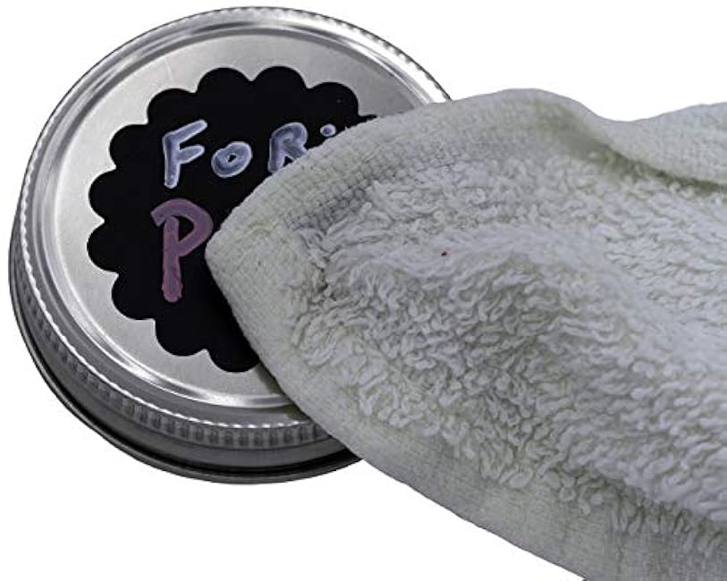 48 Chalkboard Label Stickers by Mason Jar Lifestyle - Reusable Black Vinyl Stickers for Jars and Lids (Scalloped Circle)