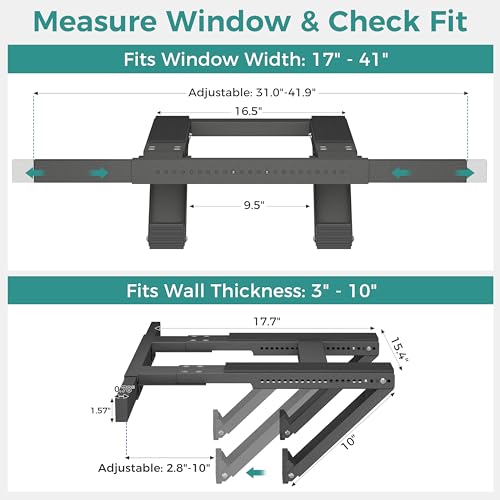 Ocyfym No-Drill Window Air Conditioner AC Support Bracket, AC Unit Outside Holder Stand Brace Mount, Soporte Base para Aire Acondicionado Ventana, Hold Up to 300LBS, Fit Single & Double Hung Window — view 3