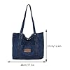 Kexpery Sac de courses polyvalent en denim de grande capacité, couleur unie, sac de transport quotidien pour femme, jeans, noir foncé, 440.00x310.00x100.00mm/17.32x12.2x3.94inch #3