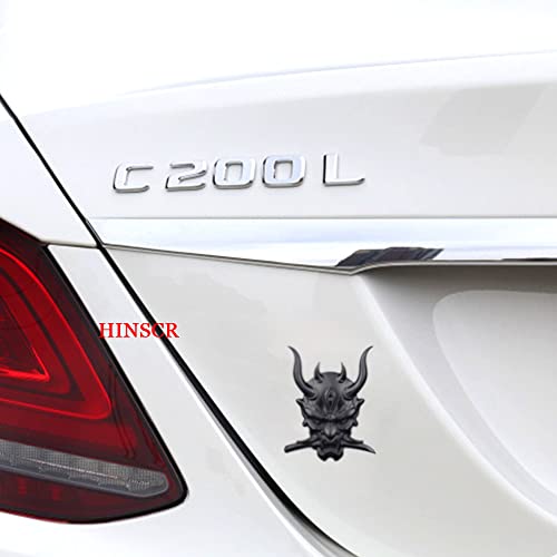 Hinscr Ghost Samurai Car Emblem 3D Samurai Devil Metal Car Decal Skull Daemon Car Decor Sticker (Black) #TOP6