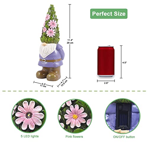 Nacome Solar Gnome Statue for Garden Decor - Dwarf Sculpture for Home Decorations Indoor/Outdoor Patio Lawn Ornament, Balcony/Yard Decor,Garden Gifts for Mom/Grandma/Women