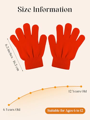 Image of Cooraby 12 Pairs Kid's Winter Magic Gloves Children Stretchy Warm Magic Gloves Boys or Girls Knit Gloves for 6-12 Years