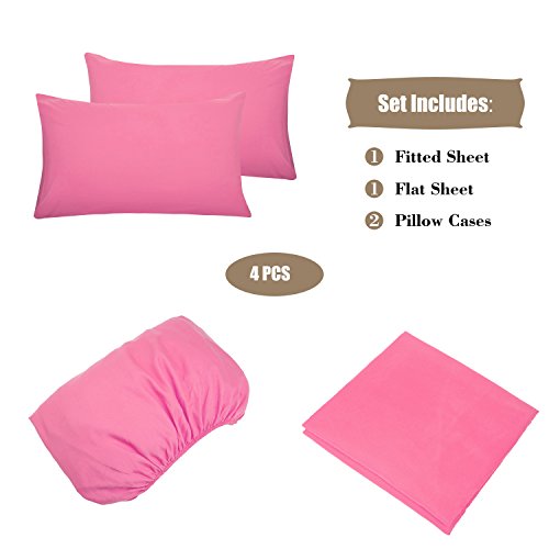 4 Piece Bed Sheet Set (Full,Peach Pink) 1 Flat Sheet,1 Fitted Sheet And 2 Pillow Cases,Brushed Microfiber Luxury Bedding With Deep Pockets #TOP5