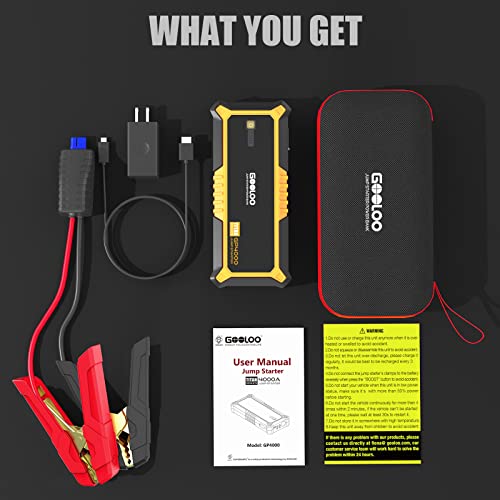 Gooloo Portable Gp3000 & Gp4000 Car Jump Starters For 12 Volt Automotive Batteries,Jump Box Power Pack With Usb Quick Charge & Flashlight #TOP6