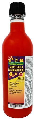 Zero Soda sin azúcar Concentrado de pomelo y fruta de la pasión | Botella de 500 ml produce 12,5 L de bebida, sin aspartamo, sin azúcar, baja en calorías, sin regusto